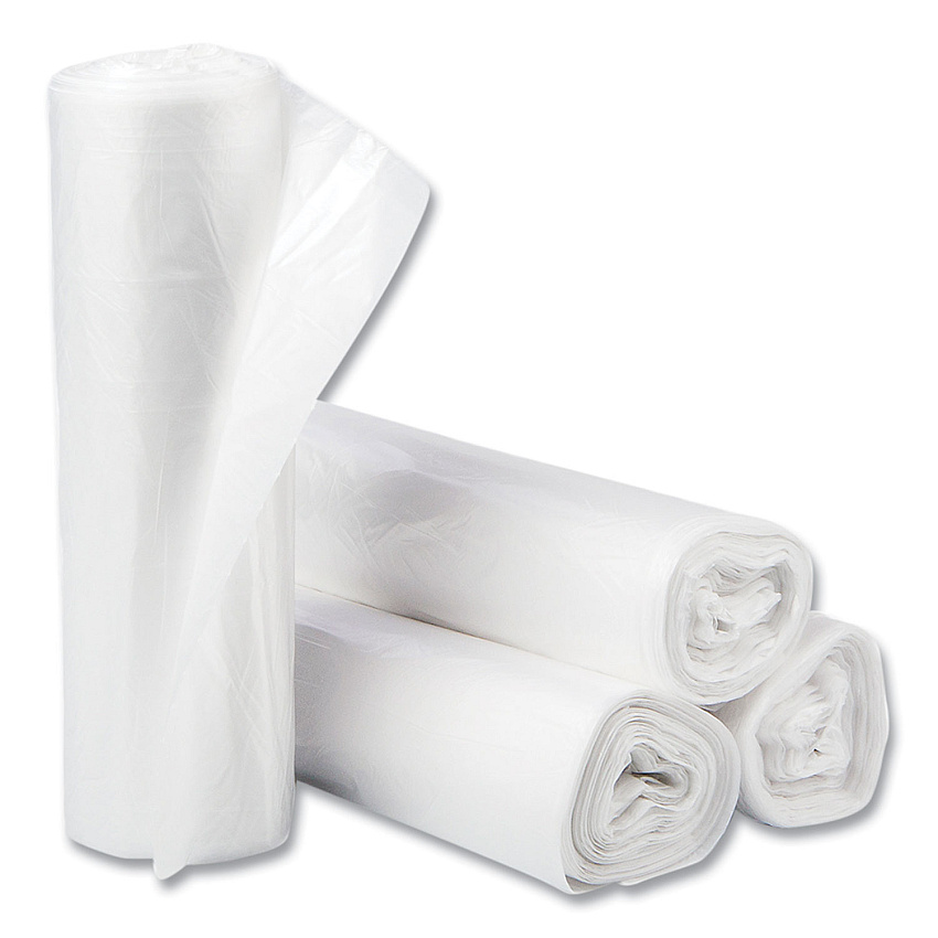Inteplast Group High-Density Interleaved Commercial Can Liners, 30 gal, 10 microns, 30" x 37", Clear, 500/Carton (S303710N)
