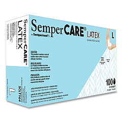 SemperCare Latex Examination Gloves, Powder-Free, Large, Cream, 5 mil, 100/Box, 10 Boxes/Carton (SCLT104)