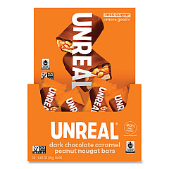 UNREAL Dark Chocolate Caramel Peanut Nougat Bars, 0.67 oz Individually Wrapped, 40/Pack (22002090)