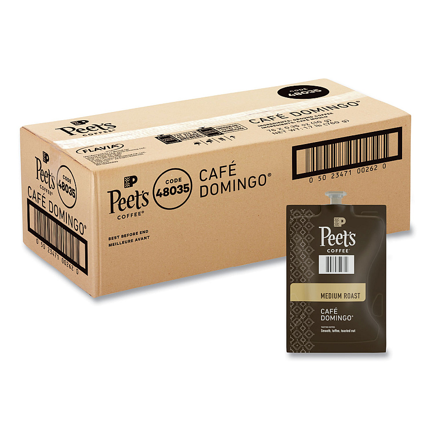 Flavia Peet's Coffee Cafe Domingo Freshpack, Cafe Domingo, 0.35 oz Pouch, 76/Carton (48035)
