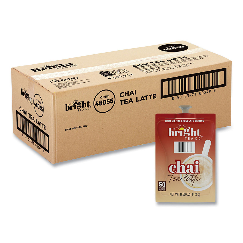 Flavia The Bright Tea Co. Chai Tea Latte Freshpack, Chai Latte, 0.5 oz Pouch, 72/Carton (48055)
