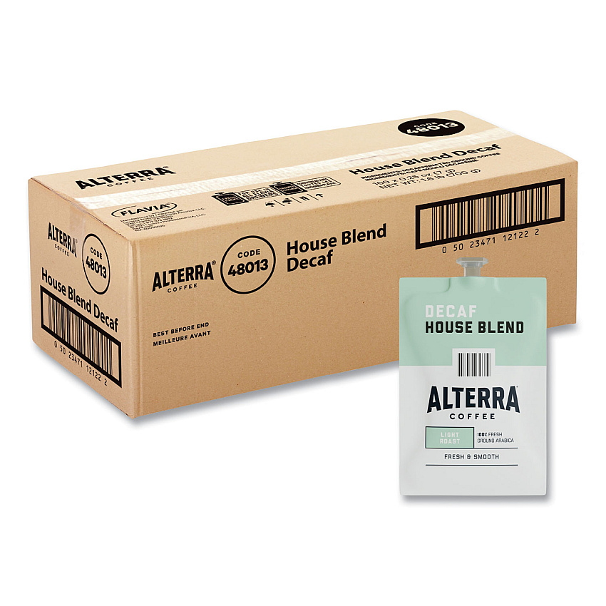 Flavia Alterra Decaf House Blend Coffee Freshpack, 0.25 oz Pouch, 100/Carton (48013)