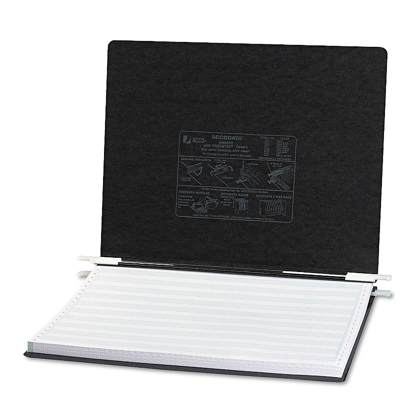 ACCO PRESSTEX Covers with Storage Hooks, 2 Posts, 6" Capacity, 14.88 x 11, Black (54071)