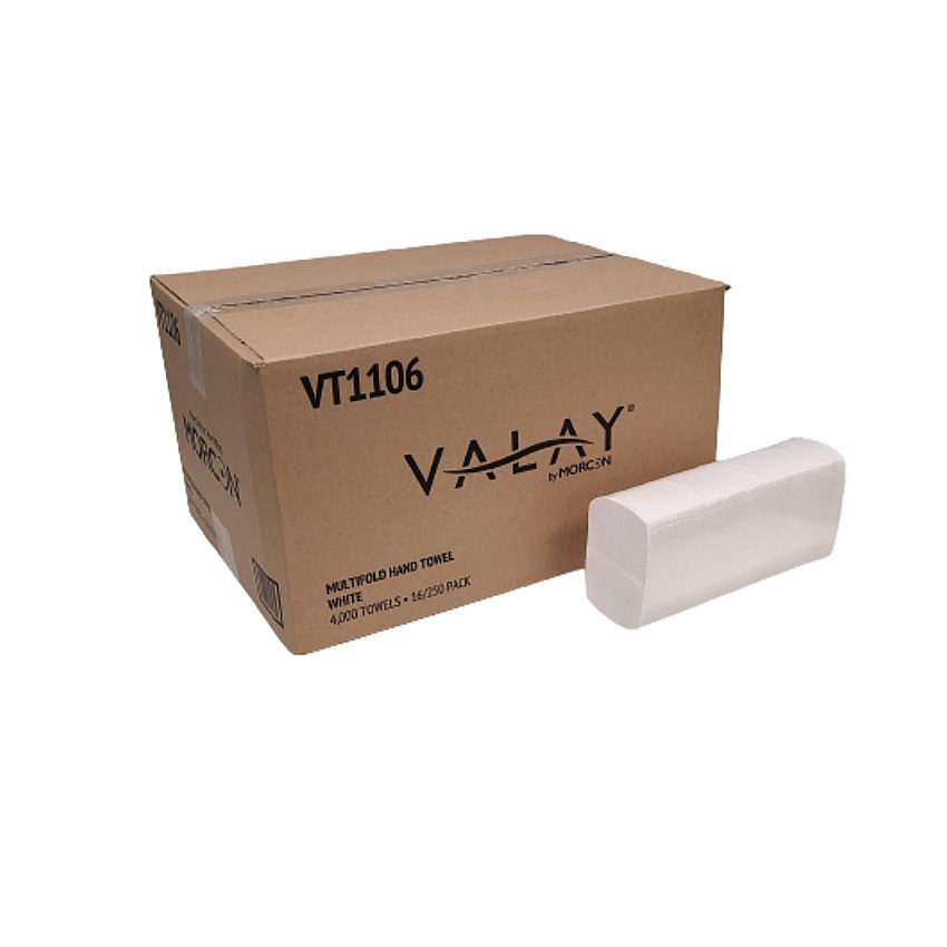 Morcon Paper Valay Multi-Fold Towels, 1-Ply, 9.05 x 9.25, White, 250/Pack, 16 Packs/Carton (VT1106)