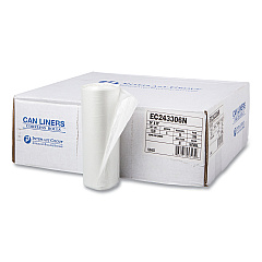 Inteplast Group High-Density Commercial Can Liners, 16 gal, 6 microns, 24" x 33", Natural, 1,000/Carton (EC243306N)