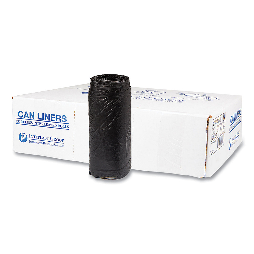 Inteplast Group High-Density Commercial Can Liners, 16 gal, 8 microns, 24" x 33", Black, 1,000/Carton (S243308K)