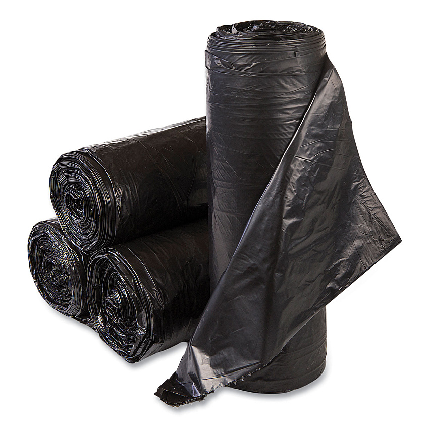 Inteplast Group High-Density Interleaved Commercial Can Liners, 33 gal, 22 microns, 33" x 40", Black, 250/Carton (S334022K)
