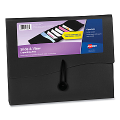 Avery Slide and View Expanding File, 6 Sections, Hook/Loop Closure, Letter Size, Black (73542)