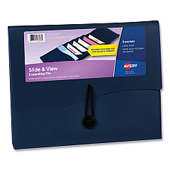 Avery Slide and View Expanding File, 6 Sections, Hook/Loop Closure, Letter Size, Navy Blue (73545)