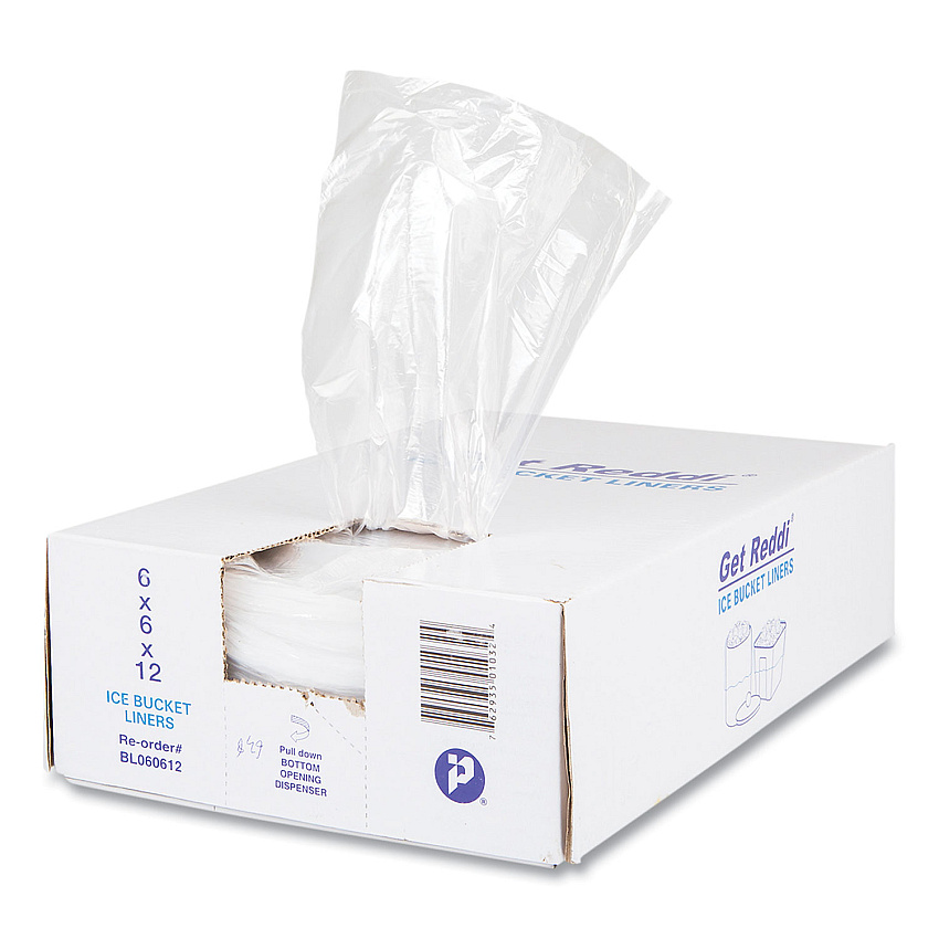 Inteplast Group Ice Bucket Liner Bags, 3 qt, 0.5 mil, 6" x 12", Clear, 1,000/Carton (BL060612)