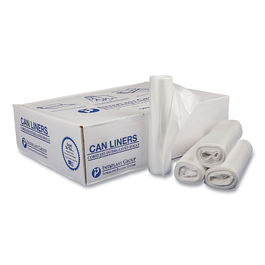 Inteplast Group Draw-Tuff Institutional Draw-Tape Can Liners, 12 gal, 0.7 mil, 28" x 24", White, 300/Carton (DT12GALW)
