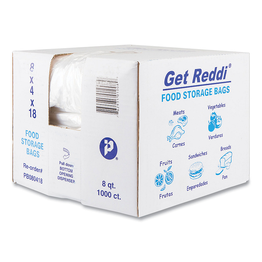 Inteplast Group Food Bags, 8 qt, 0.85 mil, 8" x 18", Clear, 1,000/Carton (PB080418)