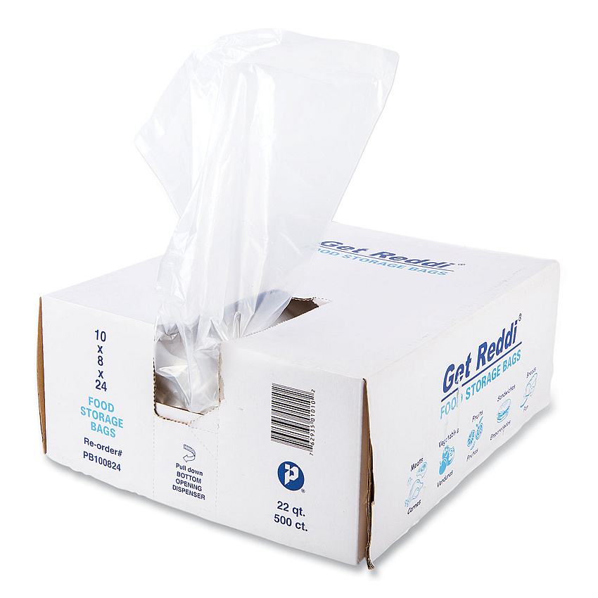 Inteplast Group Food Bags, 22 qt, 1 mil, 10" x 24", Clear, 500/Carton (PB100824)