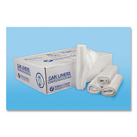 Inteplast Group High-Density Interleaved Commercial Can Liners, 30 gal, 13 microns, 30" x 37", Clear, 500/Carton (S303713N)