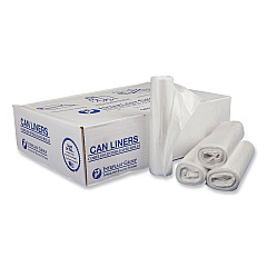 Inteplast Group High-Density Interleaved Commercial Can Liners, 30 gal, 16 microns, 30" x 37", Clear, 500/Carton (S303716N)