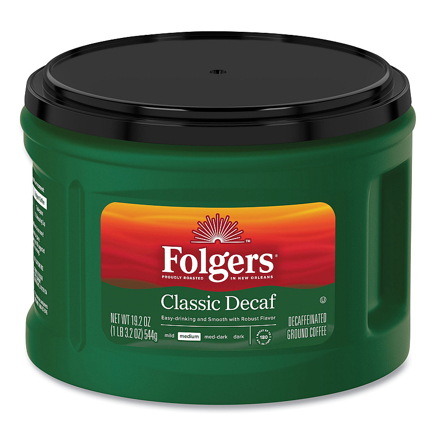 Folgers Coffee, Classic Roast Decaffeinated, Ground, 19.2 oz Can (00374EA)