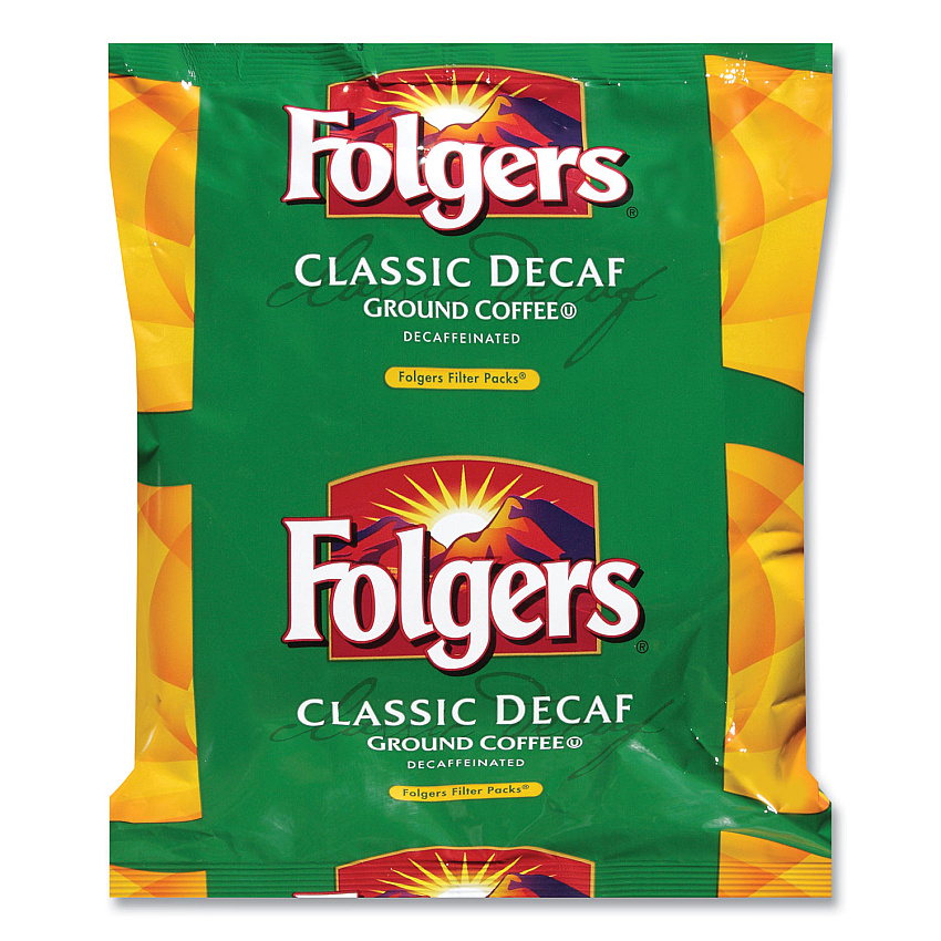 Folgers Coffee Filter Packs, Decaffeinated Classic Roast, 9/10oz, 40/Carton (06122)