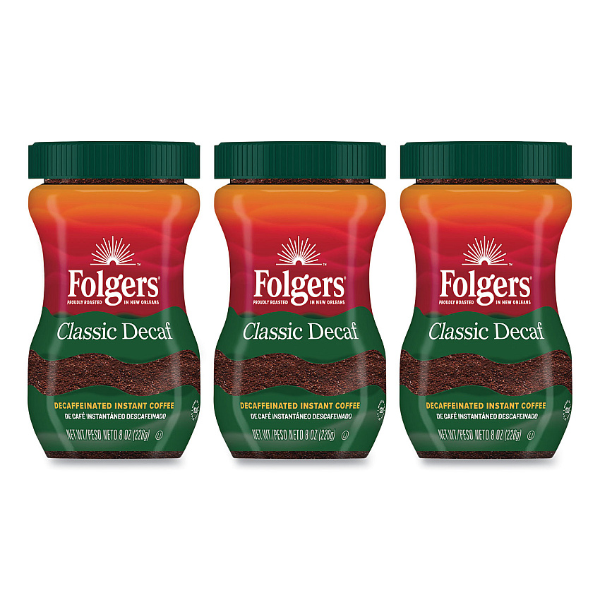 Folgers Instant Coffee Crystals, Decaf Classic, 8 oz (20630)