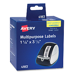 Avery Multipurpose Thermal Labels, 3.5 x 1.3, White, 350/Roll, 2 Rolls/Box (4183)