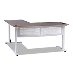 Workspace by Alera L-Shaped Writing Desk, 59.05" x 59.05" x 29.53", Beigewood/White (ALEWSL5959WB)