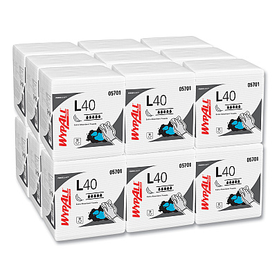 WypAll L40 Towels, 1/4 Fold, 12.5 x 12, White, 56/Box, 18 Packs/Carton (05701)