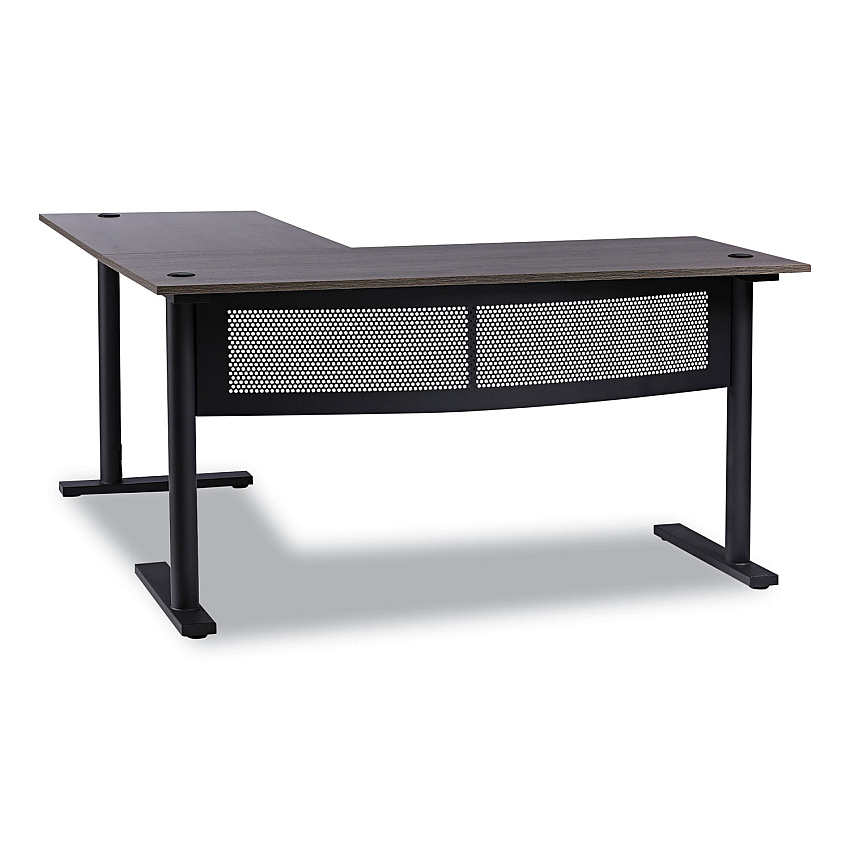 Workspace by Alera L-Shaped Writing Desk, 59.05" x 59.05" x 29.53", Gray/Black (ALEWSL5959GB)