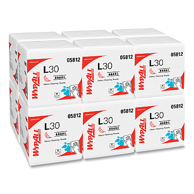 WypAll L30 Towels, Quarter Fold, 12.5 x 12, 90/Polypack, 12 Polypacks/Carton (05812)