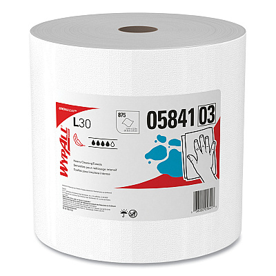 WypAll L30 Towels, 12.4 x 12.2, White, 875/Roll (05841)