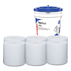 WypAll Power Clean Wipers for Solvents WetTask Customizable Wet Wiping System 12 x 12.5, Unscented, 60/Roll, 5 Rolls/1 Bucket/CT (06001)