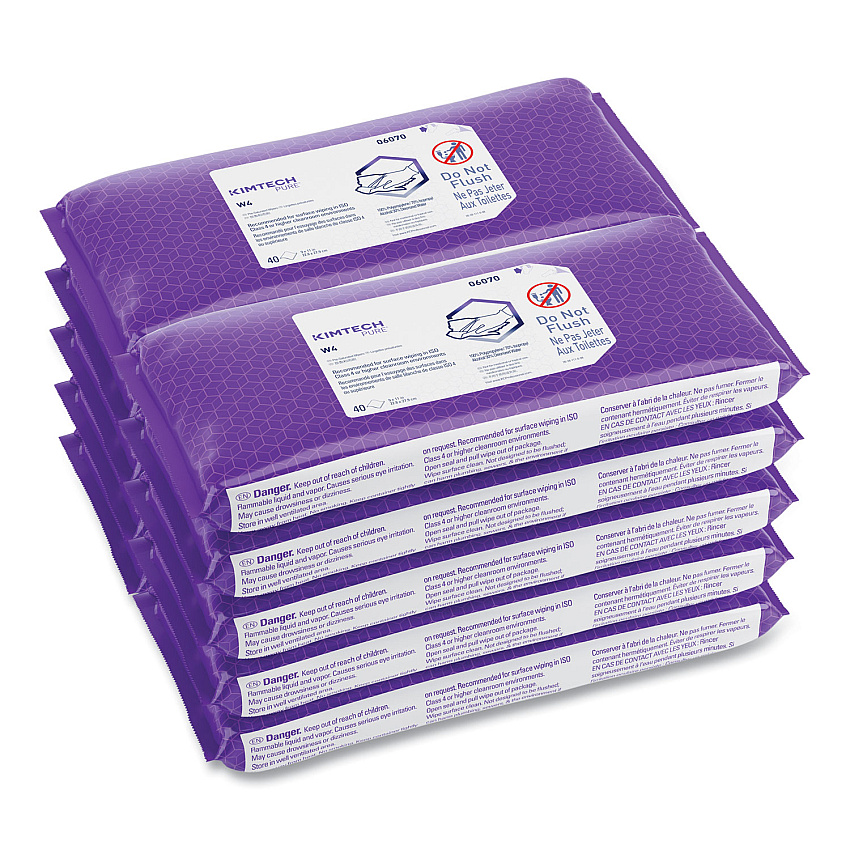 Kimtech W4 PreSat Alcohol Wipers, 70% IPA, 9 x 11, White, 40/Pack, 10 Packs/Carton (06070)