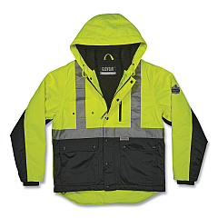 ergodyne GloWear 8275 Class 2 Heavy-Duty Hi-Vis Workwear Sherpa Lined Jacket, Medium, Lime (23973)