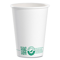 SOLO Compostable Paper Hot Cups, ProPlanet Seal, 12 oz, White/Green, 50/Pack (412PLAPLATPK)