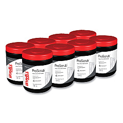 WypAll Power Clean ProScrub Pre-Saturated Wipes, 12 x 9.5, Citrus Scent, Green/White, 75/Canister, 8 Canisters/Carton (58310)