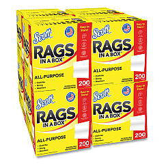 Scott Rags in a Box, POP-UP Box, 10 x 12, White, 200/Box, 8 Boxes/Carton (75260CT)