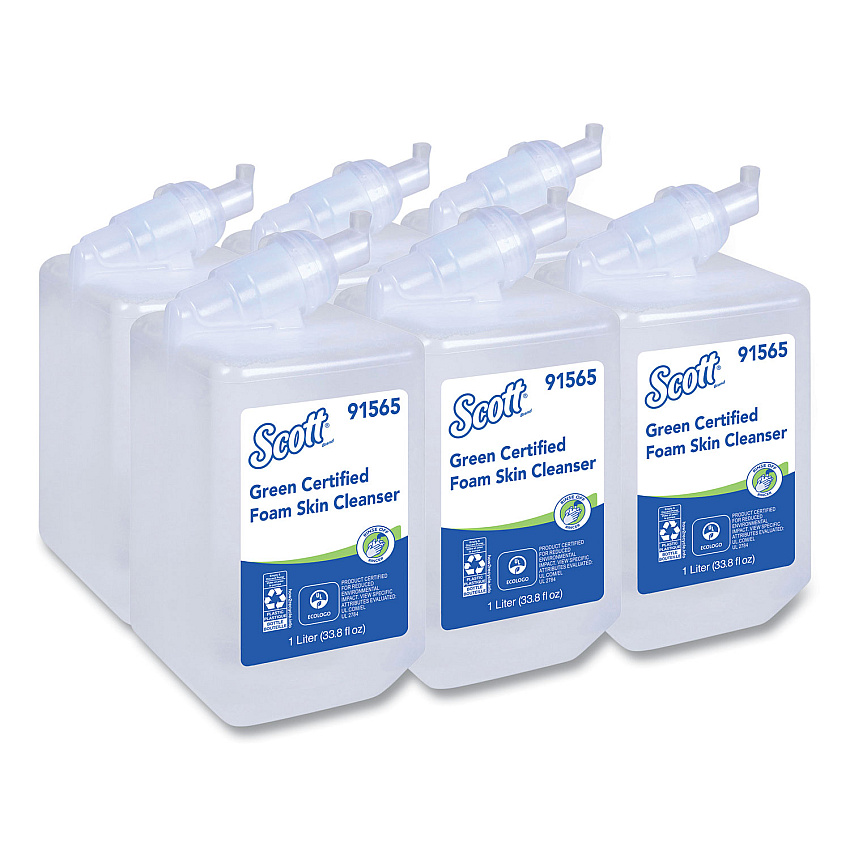 Scott Essential Green Certified Foam Skin Cleanser, Neutral, 1,000 mL Bottle, 6/Carton (91565CT)