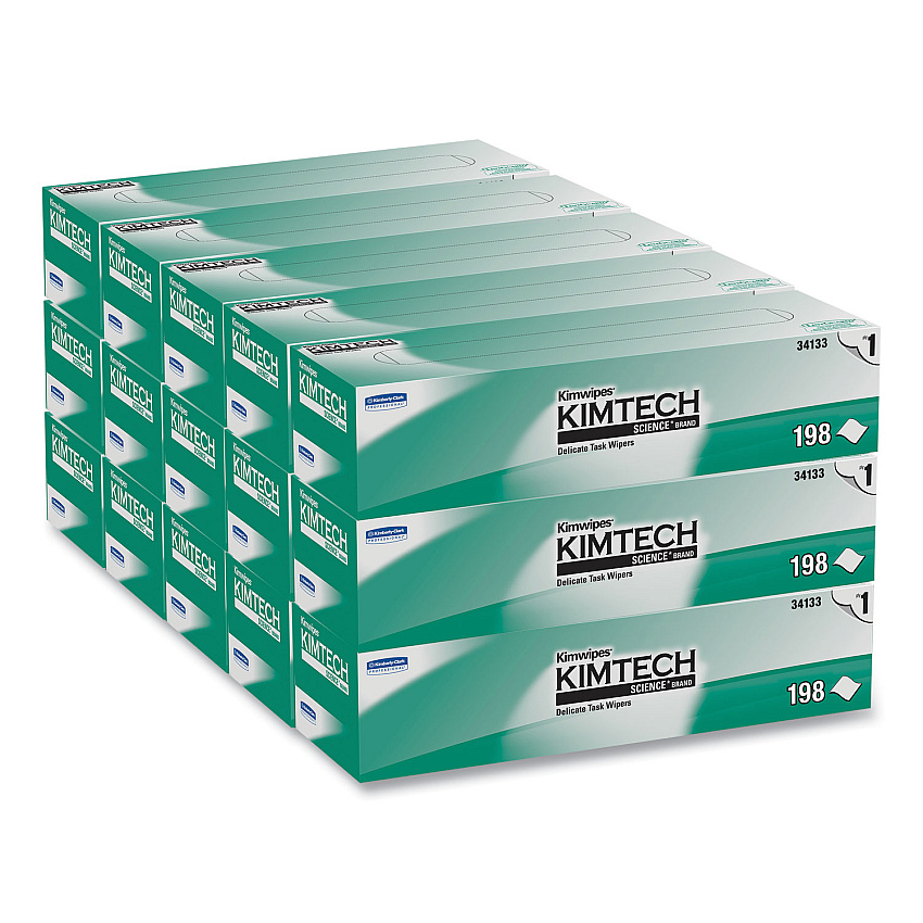 Kimtech Kimwipes Delicate Task Wipers, 1-Ply, 11.8 x 11.8, 198/Box, 15 Boxes/Carton (34133)