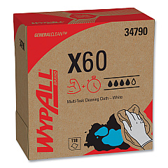 WypAll General Clean X60 Cloths, POP-UP Box, 9.1 x 16.8, White, 126/Box (34790BX)