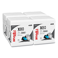 WypAll Power Clean X80 Heavy Duty Cloths, 1/4 Fold, 12.5 x 12, White, 50/Box, 4 Boxes/Carton (41026)