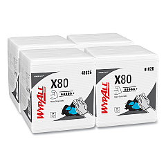 WypAll Power Clean X80 Heavy Duty Cloths, 1/4 Fold, 12.5 x 12, White, 50/Box, 4 Boxes/Carton (41026)