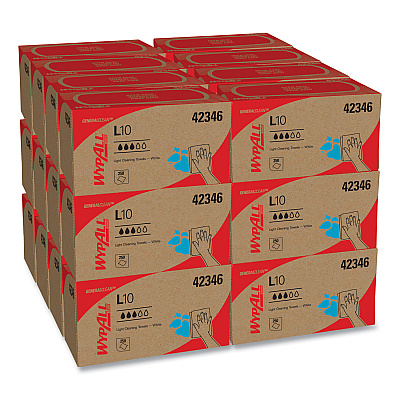 WypAll L10 Towels, POP-UP Box, 1-Ply, 10.25 x 9, White, 250/Box, 24 Boxes/Carton (42346)