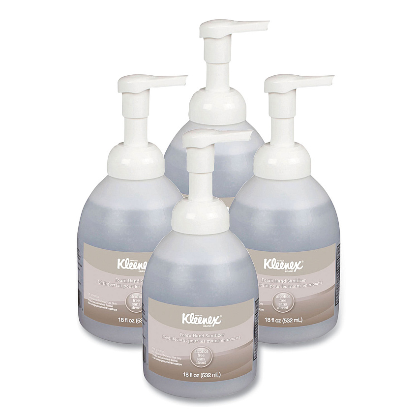 Kleenex Alcohol-Free Foam Hand Sanitizer, 18 oz Pump Bottle, Fragrance-Free, 4/Carton (45827CT)