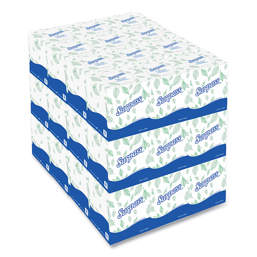 Surpass Facial Tissue for Business, 2-Ply, White, Pop-Up Box, 110/Box, 36 Boxes/Carton (21320)