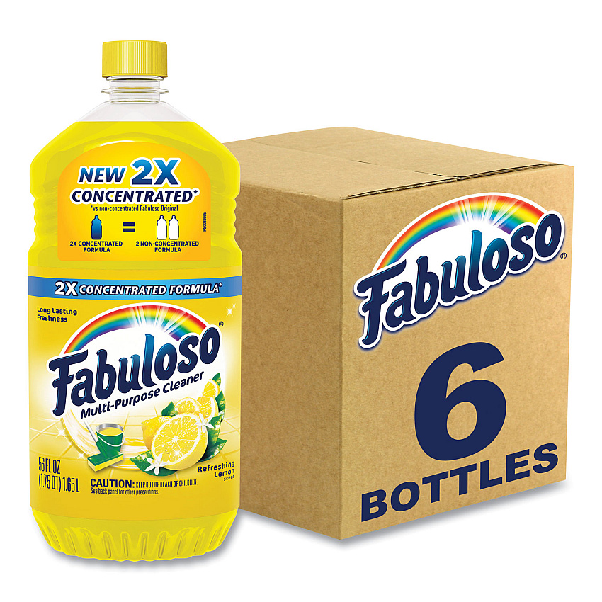 Fabuloso Multi-Use Cleaner, Refreshing Lemon Scent, 56 oz Bottle, 6/Carton (MX06157CT)
