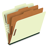Pendaflex Four-, Six-, and Eight-Section Pressboard Classification Folders, 2 Dividers, Embedded Fasteners, Letter Size, Green, 10/Box (17173)
