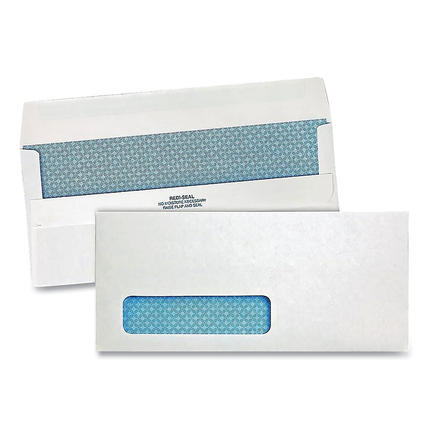 Quality Park Redi-Seal Envelope, Address Window, Security Tinted, #10, Commercial Flap, Redi-Seal Closure, 4.13 x 9.5, White, 500/Box (21418)
