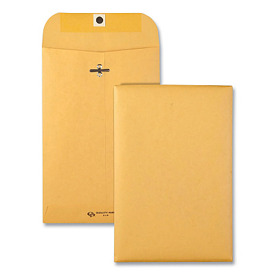 Quality Park Clasp Envelope, #55, Square Flap, Clasp/Gummed Closure, 6 x 9, Brown Kraft, 100/Box (37855)