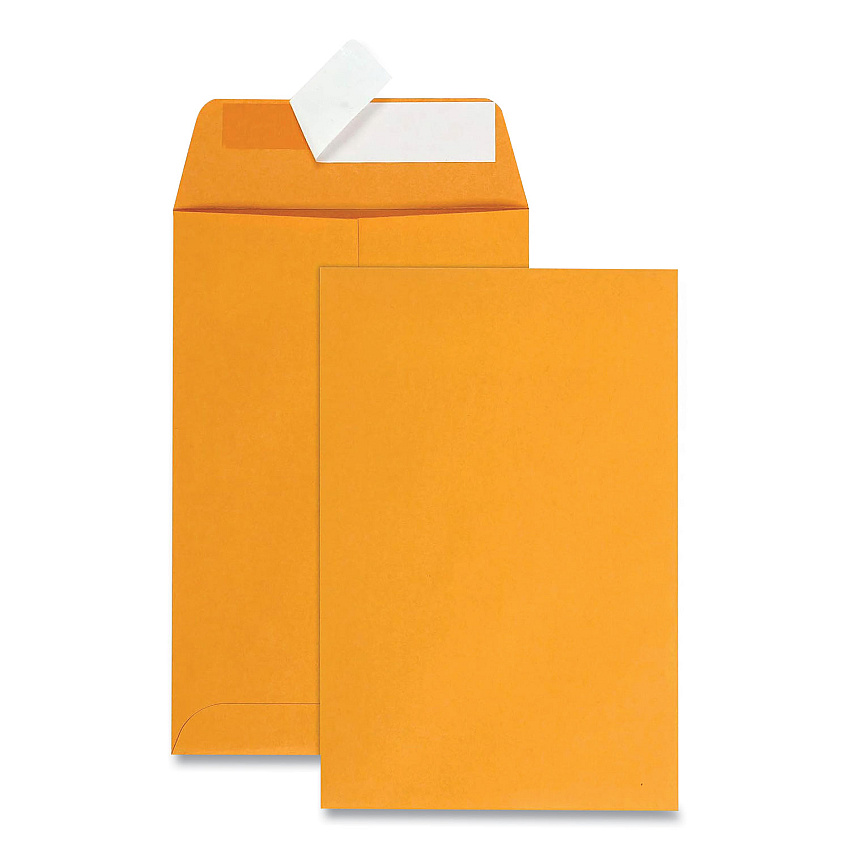 Quality Park Redi-Strip Catalog Envelope, #1, Cheese Blade Flap, Redi-Strip Closure, 6 x 9, Brown Kraft, 100/Box (44162)