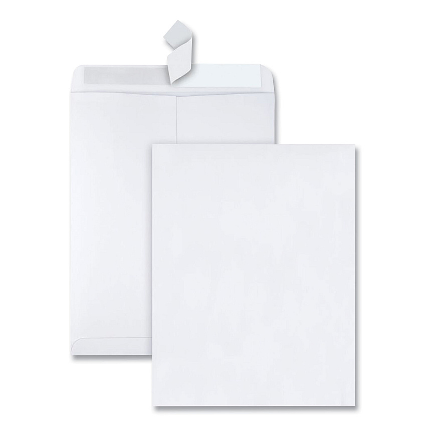 Quality Park Redi-Strip Catalog Envelope, #13 1/2, Cheese Blade Flap, Redi-Strip Closure, 10 x 13, White, 100/Box (44782)
