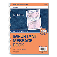 TOPS Telephone Message Book, Fax/Mobile Section, Two-Part Carbonless, 5.5 x 3.88, 4/Page, 400 Forms (4009)