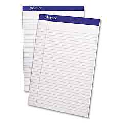 Ampad Perforated Writing Pads, Wide/Legal Rule, 50 White 8.5 x 11.75 Sheets, Dozen (20320)